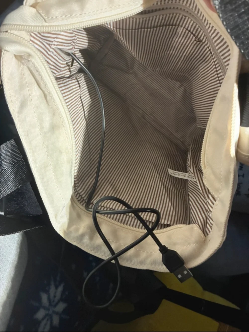 Two-Tone Black and Cream Tote Backpack